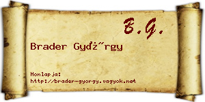 Brader György névjegykártya