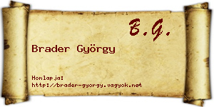 Brader György névjegykártya